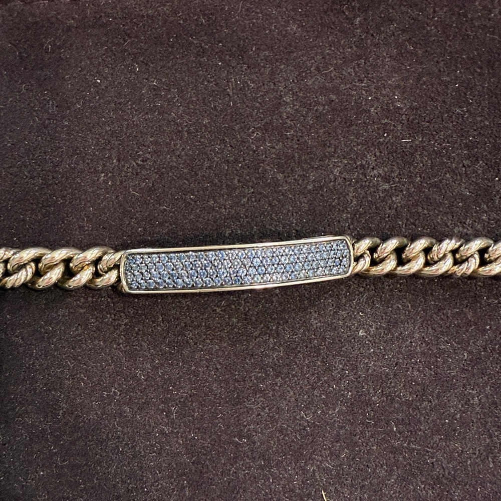 David Yurman Full Pave ID bracelet blue sapphire and silver - Picture 10 of 10